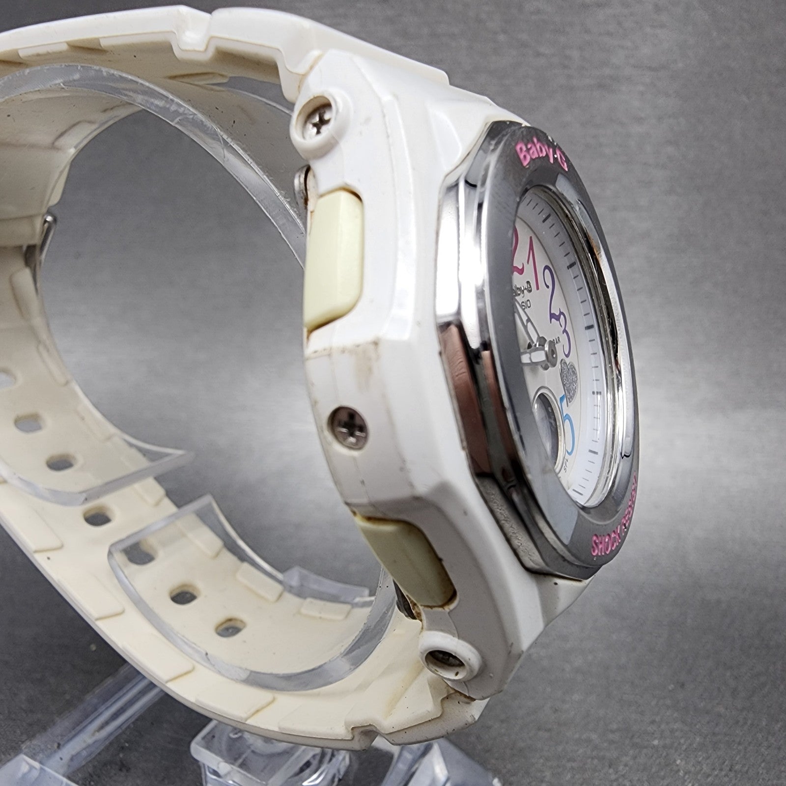 Casio BabyG Watch Women 38mm White Dial White Case Round BGA101 New Battery3