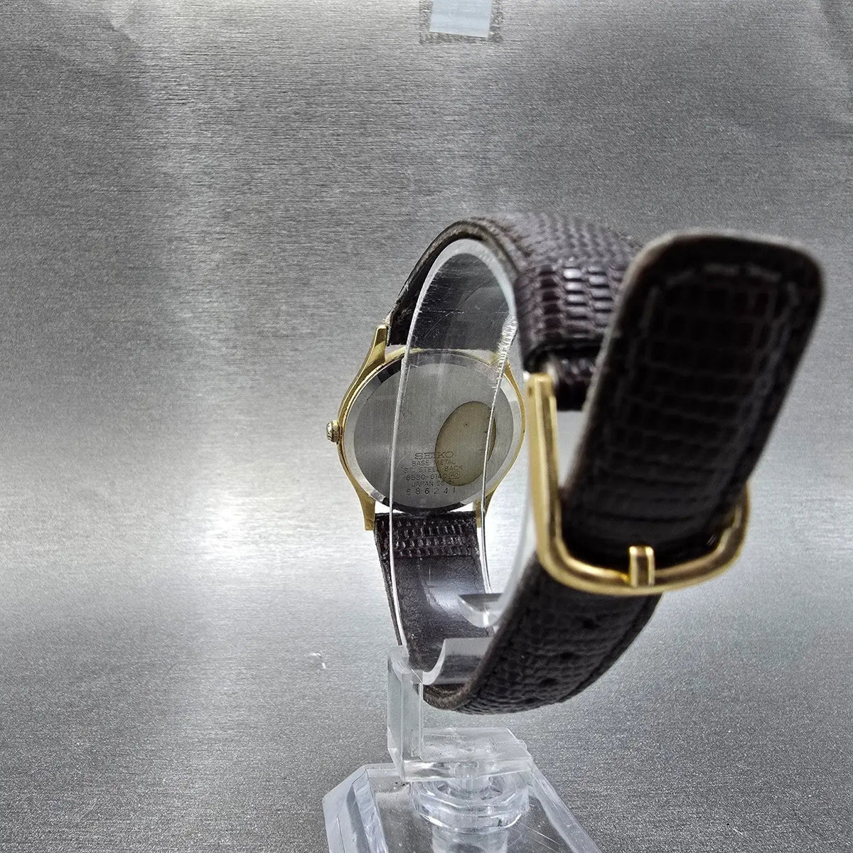 Seiko Watch Men 30mm Gold Dial Gold Tone Round 6530-6140 VTG PARTS8