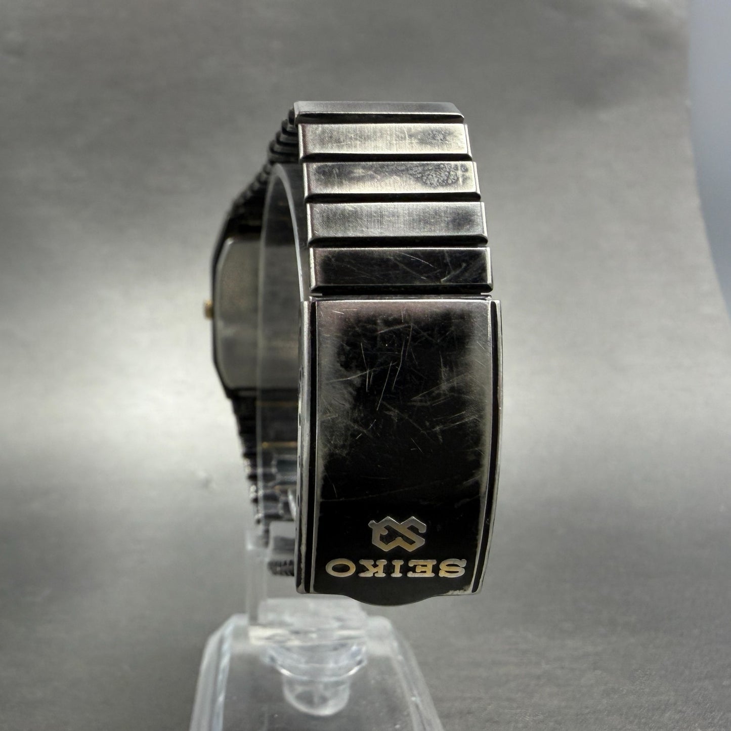 Seiko Analog Digital Watch Men 28mm Black Gold Alarm Chrono H601-5179 PARTS8