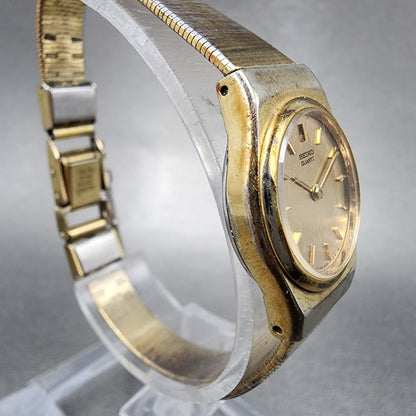 Seiko Watch Women 20mm Gold Dial Gold Tone Round 1400-0039 New Battery