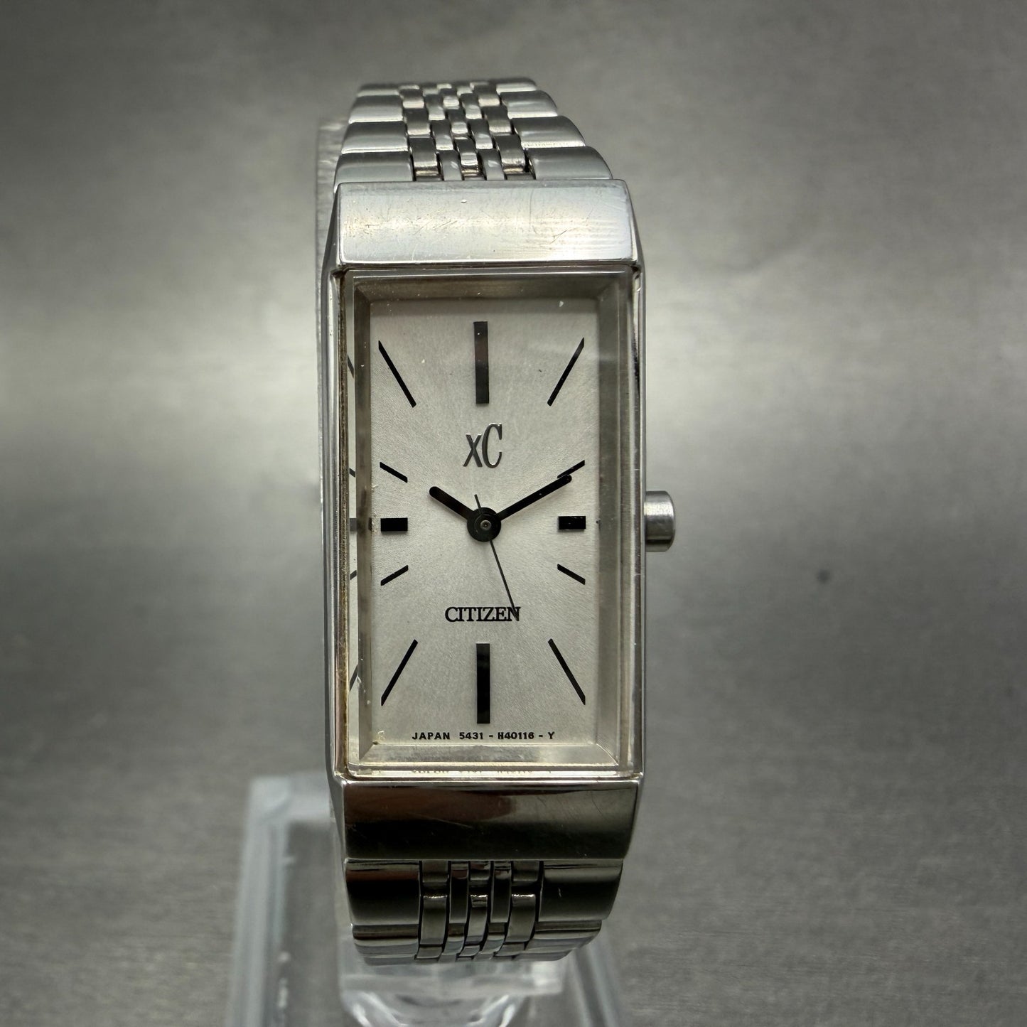 Citizen XC Tank Watch Women 15mm Silver Dial Silver Tone 5431-H23214 New Battery0