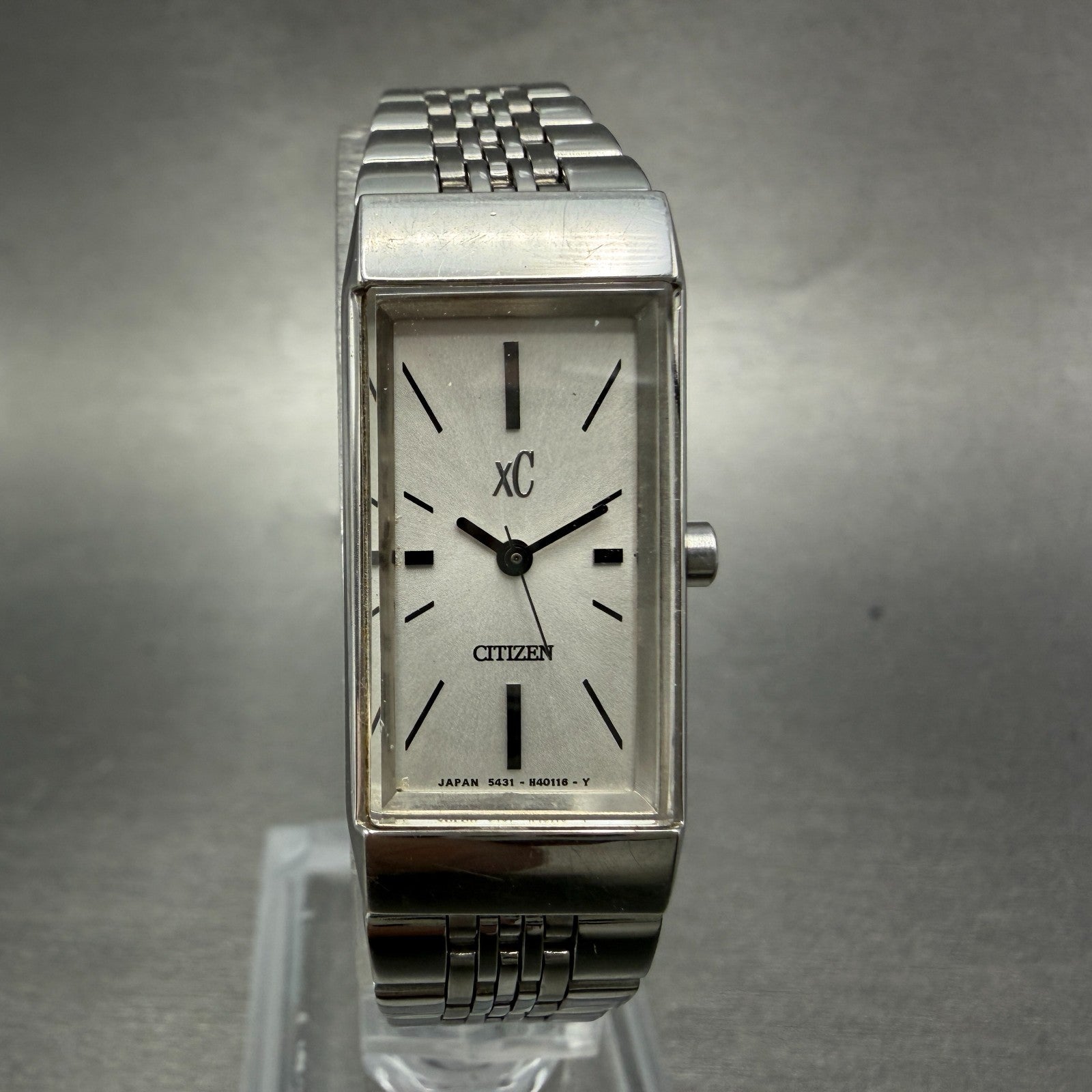 Citizen XC Tank Watch Women 15mm Silver Dial Silver Tone 5431-H23214 New Battery0