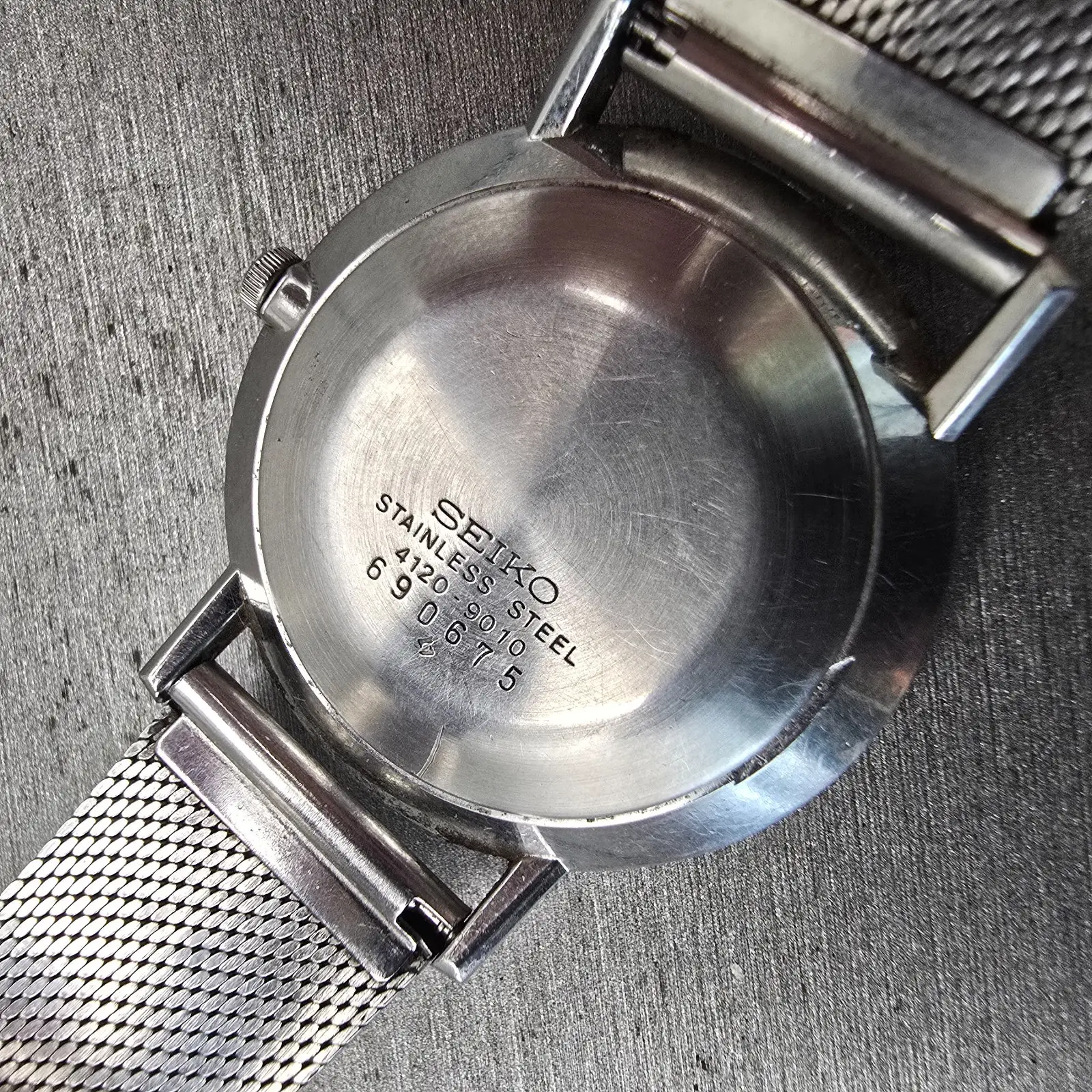 Seiko Watch Men 34mm Blue Dial Silver Tone Mesh Band Round 4120-9010 New Battery10