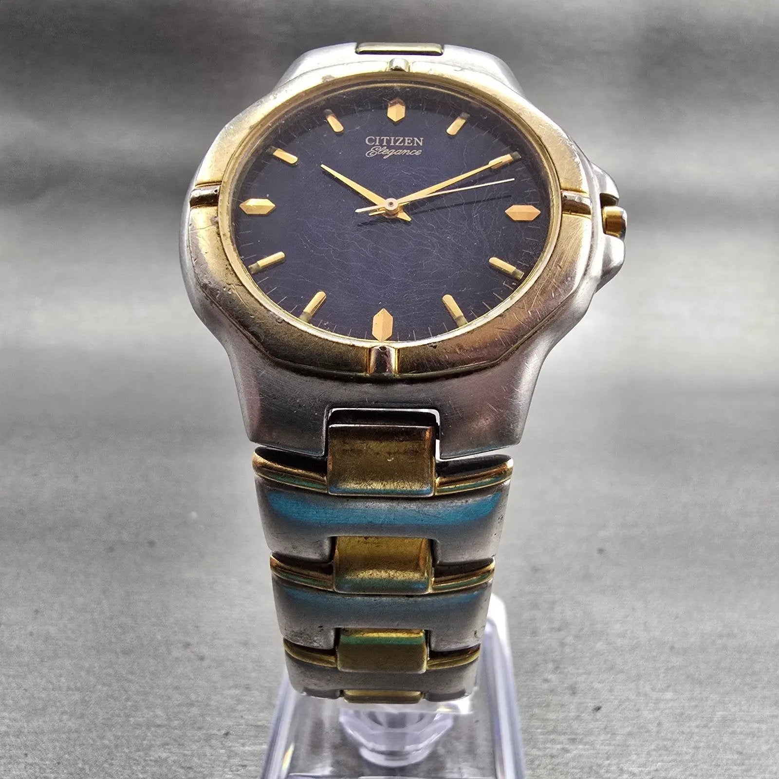Citizen Elegance Watch Men 35mm Blue Dial Two Tone Round 1032-S55513 New Battery5
