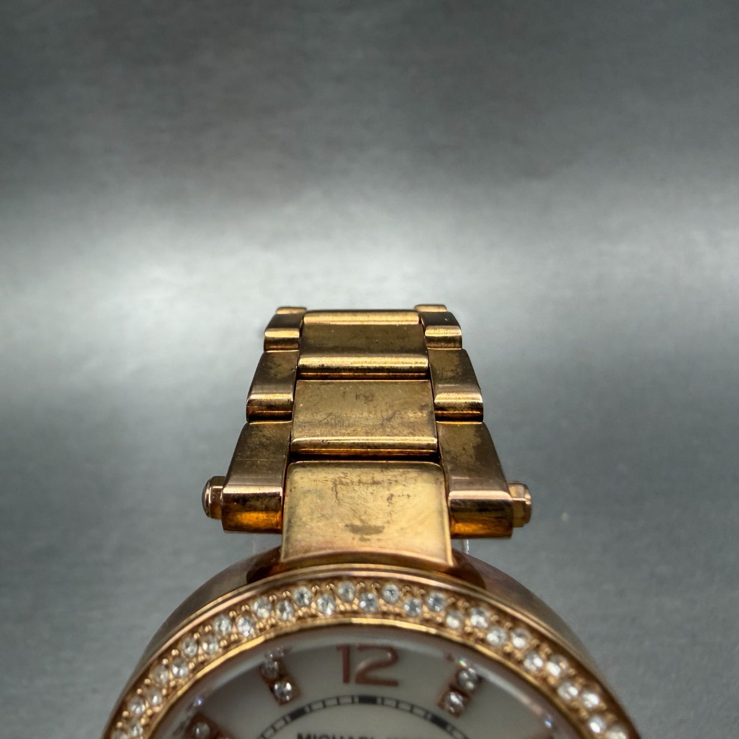 Michael Kors Mini Parker Watch Women 33mm MOP Dial Rose Gold Tone Daydate NewBat4