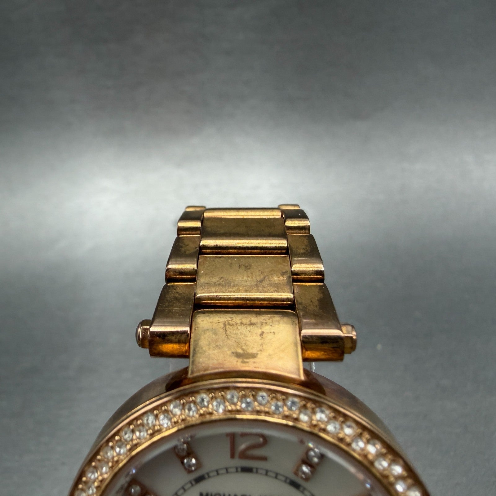 Michael Kors Mini Parker Watch Women 33mm MOP Dial Rose Gold Tone Daydate NewBat4