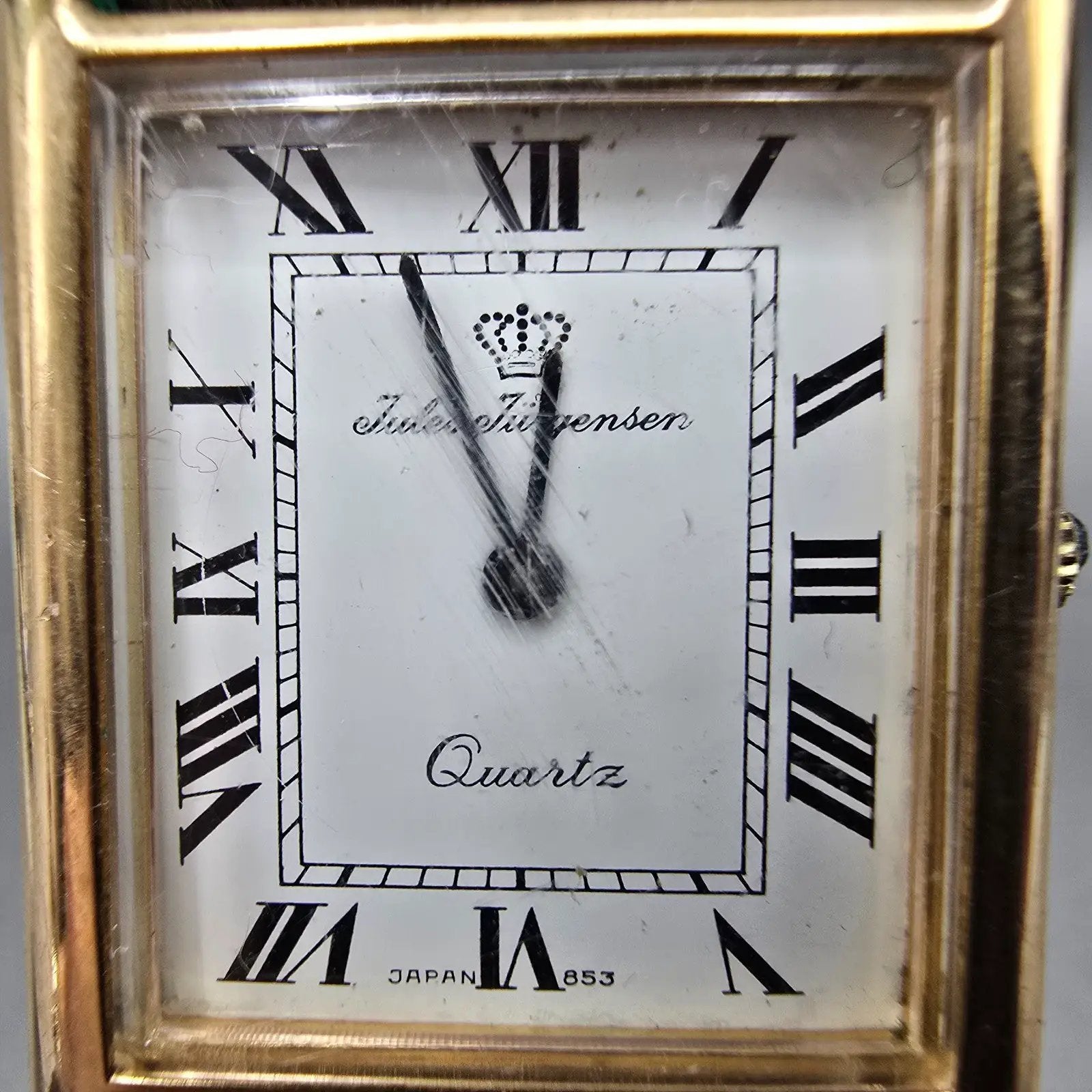 Jules Jurgensen Tank Watch Men 24mm White Dial Gold Tone Rectangle PARTS2