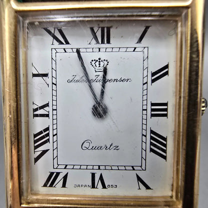 Jules Jurgensen Tank Watch Men 24mm White Dial Gold Tone Rectangle PARTS2