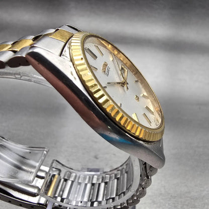 Seiko President Watch Men 35mm Silver Dial Two Tone Daydate 5H23-8020 New Batt3