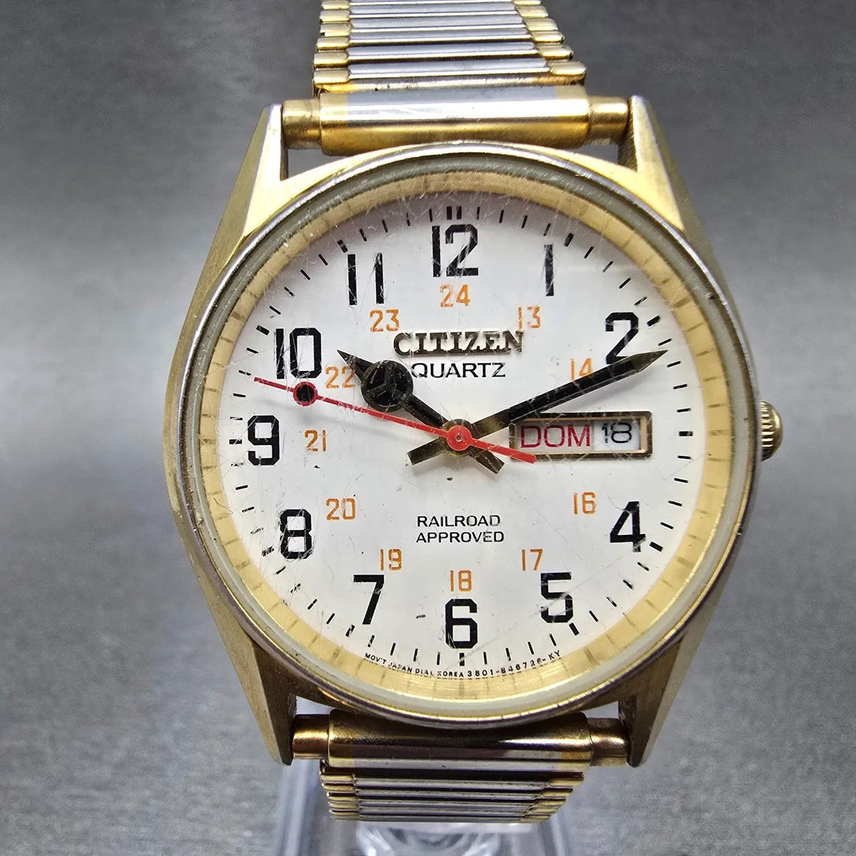 Citizen Railroad Approved Watch Men 35mm White Dial Gold 3801-982061 PARTS0