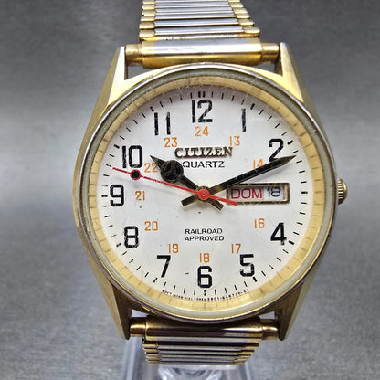 Citizen Railroad Approved Watch Men 35mm White Dial Gold 3801-982061 PARTS0