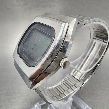 VTG Seiko Digital Watch Men 36mm Digital Steel 05335023 Rectangle PARTS3