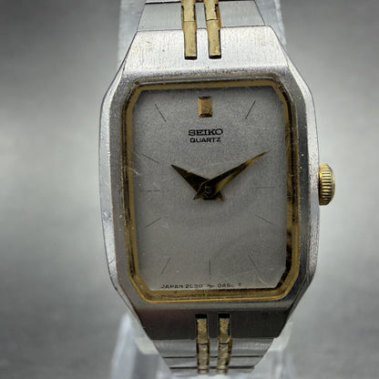 Seiko Watch Women 16mm Silver Dial Two Tone Octagon VTG 2C20-5209 New Battery1