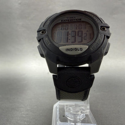 Timex Expedition Watch Men 42mm Digital Silver Black Alarm Chrono Round New Batt5
