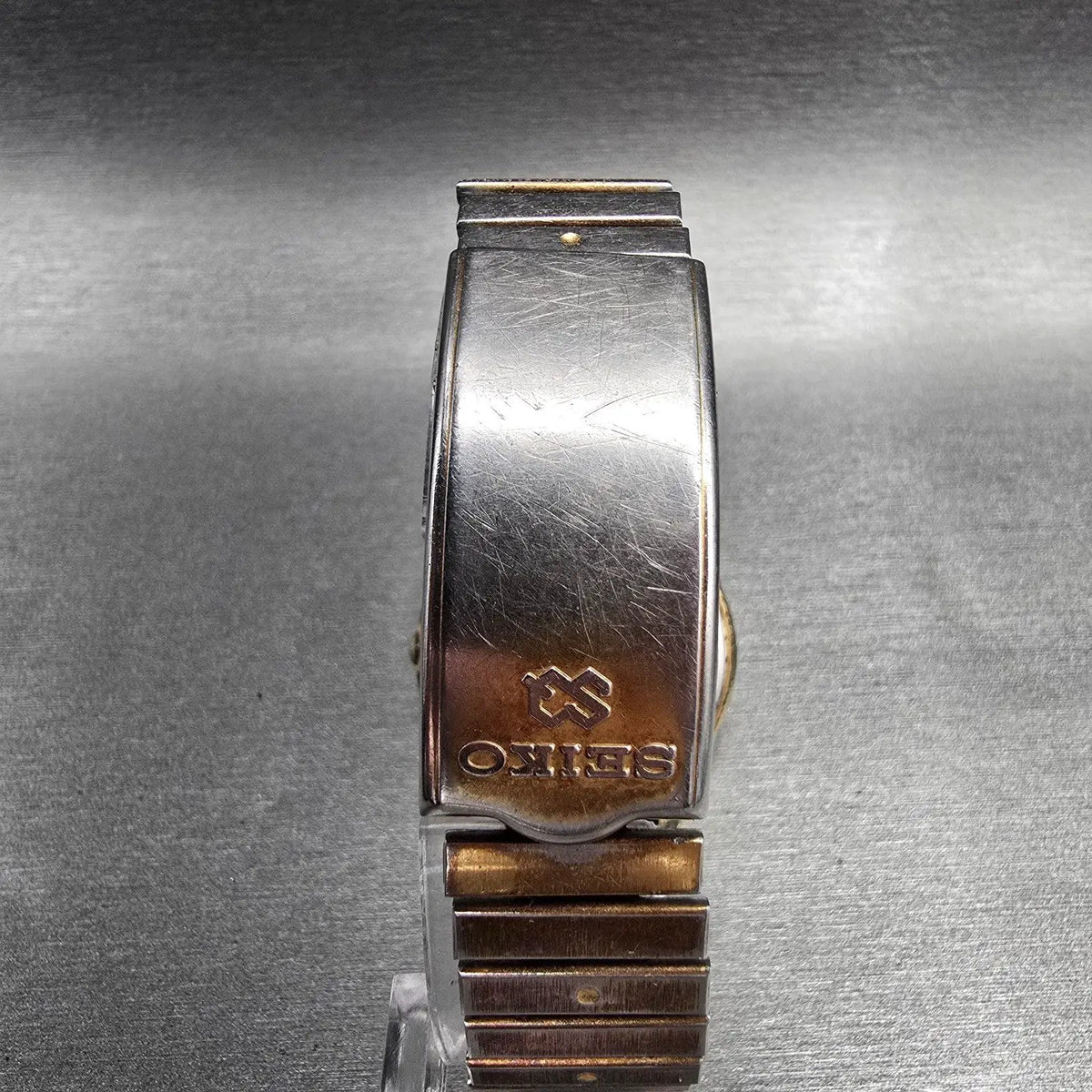 Seiko SQ Watch Men 33mm Gold Dial Gold Daydate Round 6923-7099 New Battery VTG7