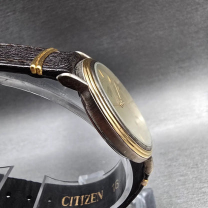 Citizen Watch Men 31mm Champagne Dial Gold Tone Date 2810-953312 New Battery3