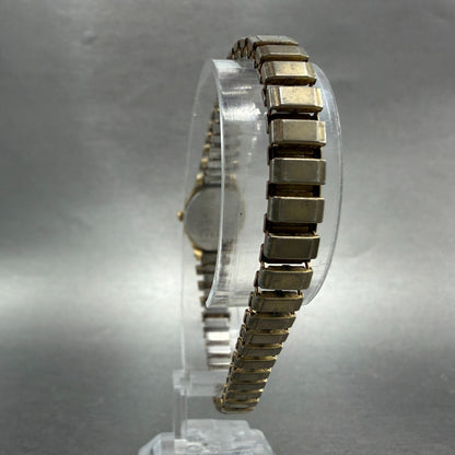 Seiko Watch Women 17mm Champagne Dial Gold Tone Oval 2Y00-5E29 New Battery VTG8