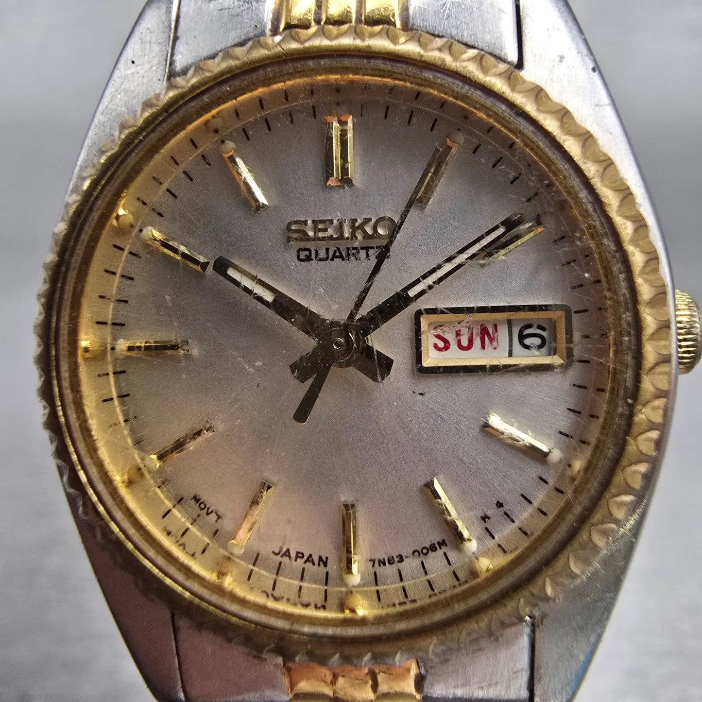 Seiko Watch Women 24mm Silver Dial Two Tone Daydate Round 7N83-0041 New Battery1