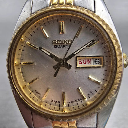 Seiko Watch Women 24mm Silver Dial Two Tone Daydate Round 7N83-0041 New Battery1