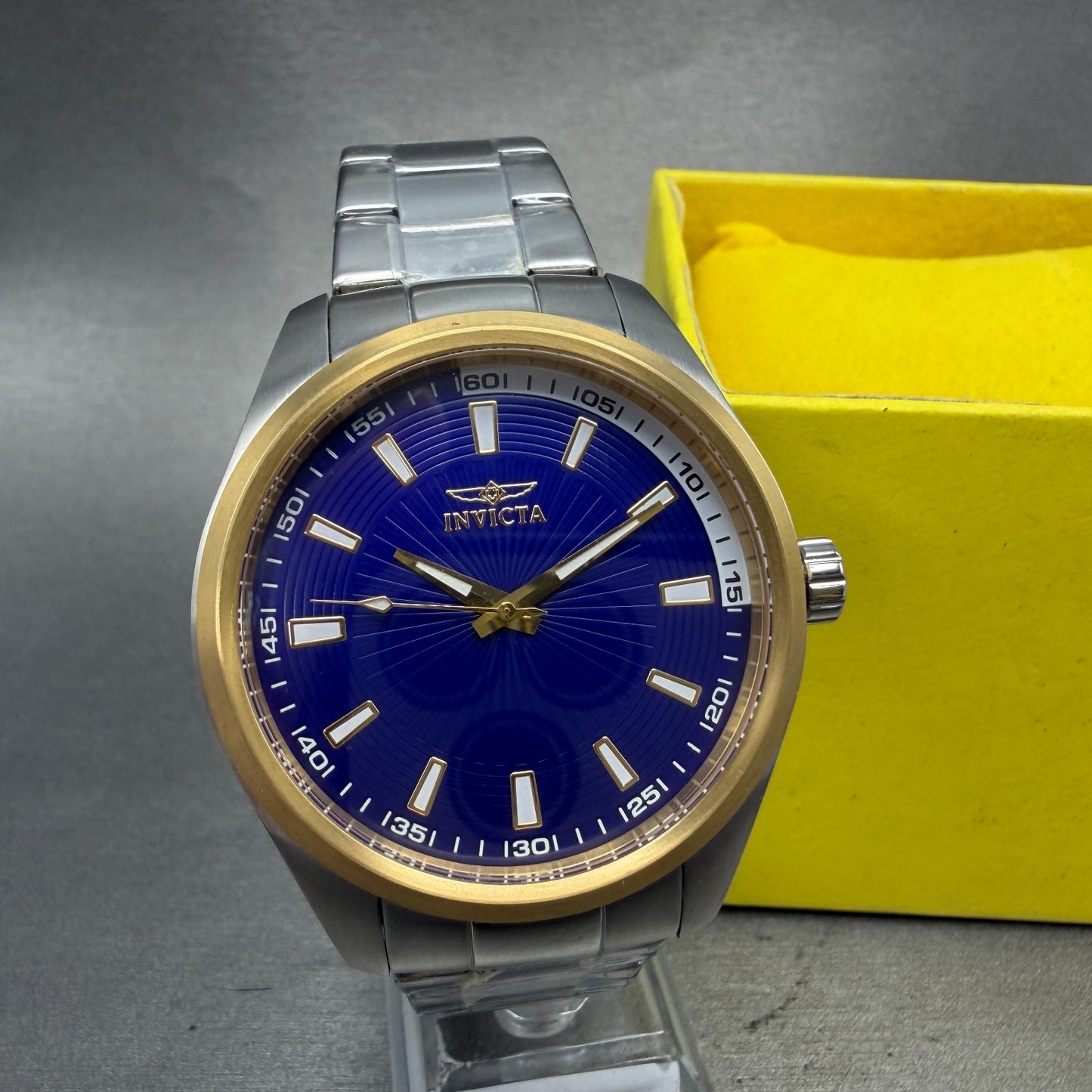 Invicta Specialty Watch Men 45mm Blue Dial Two Tone Round 12828 New Battery0