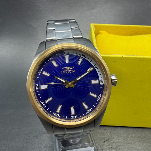 Invicta Specialty Watch Men 45mm Blue Dial Two Tone Round 12828 New Battery0