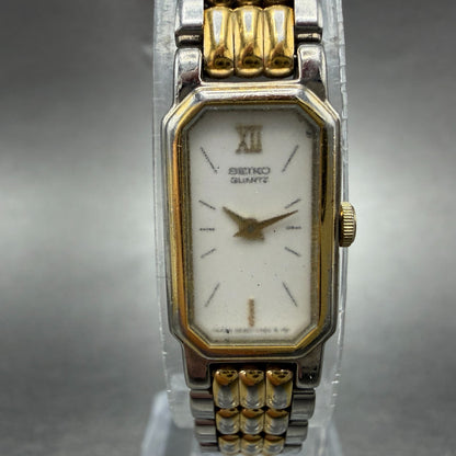 Seiko Tank Watch Women 12mm White Dial Two Tone 2e20-6389 Rectangle New BatteryK1