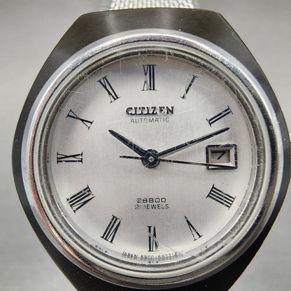 Citizen Automatic 28800 Watch Women 29mm Silver Dial Black Tone 4-691164k Runs