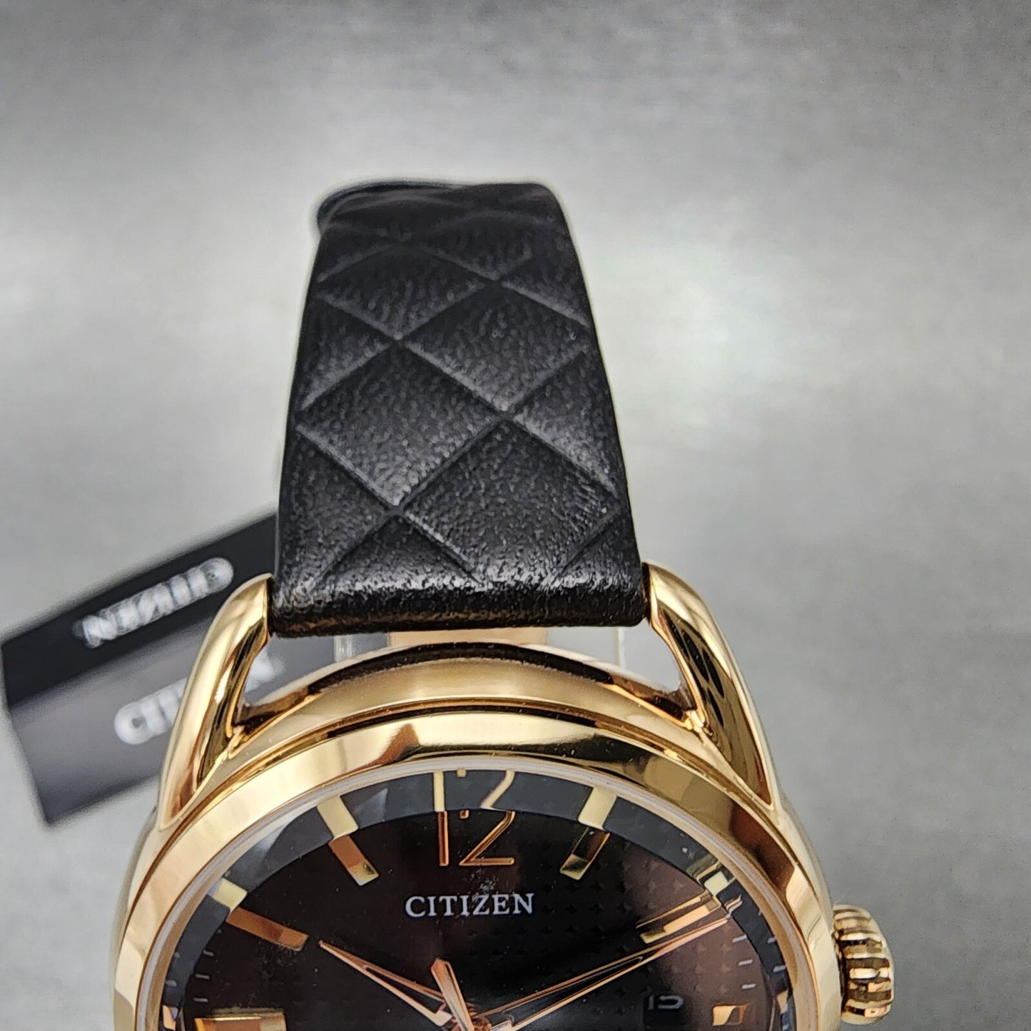 Citizen EcoDrive Watch Women 36mm Black Dial Rose Gold Tone Date Round FE60835
