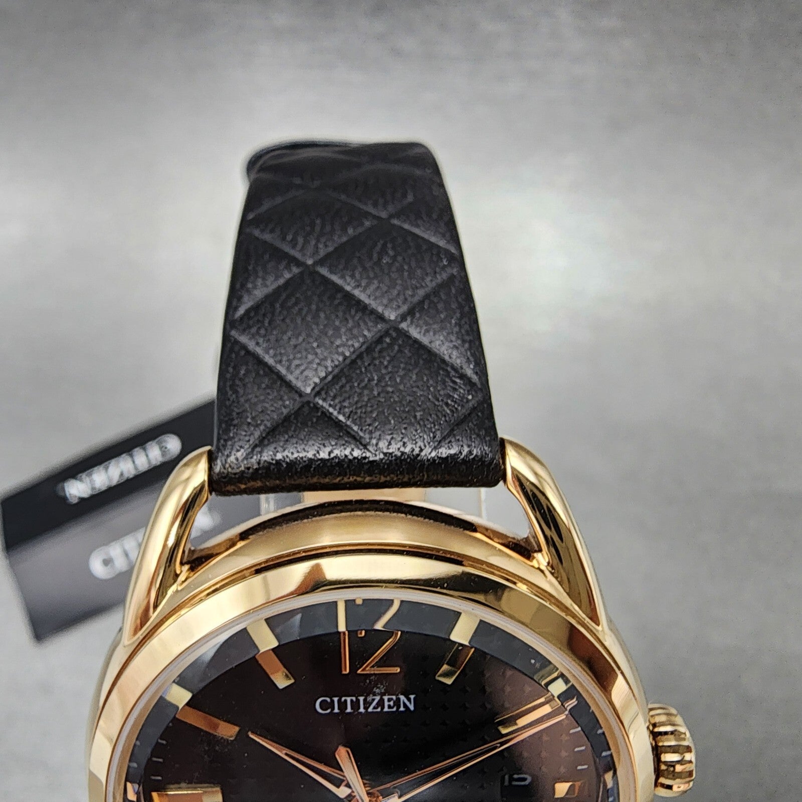 Citizen EcoDrive Watch Women 36mm Black Dial Rose Gold Tone Date Round FE60835
