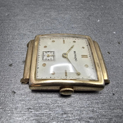 Movado Tank Watch Men 25mm White Dial 14K Gold Filled Manual Wind Cal 470 Runs5