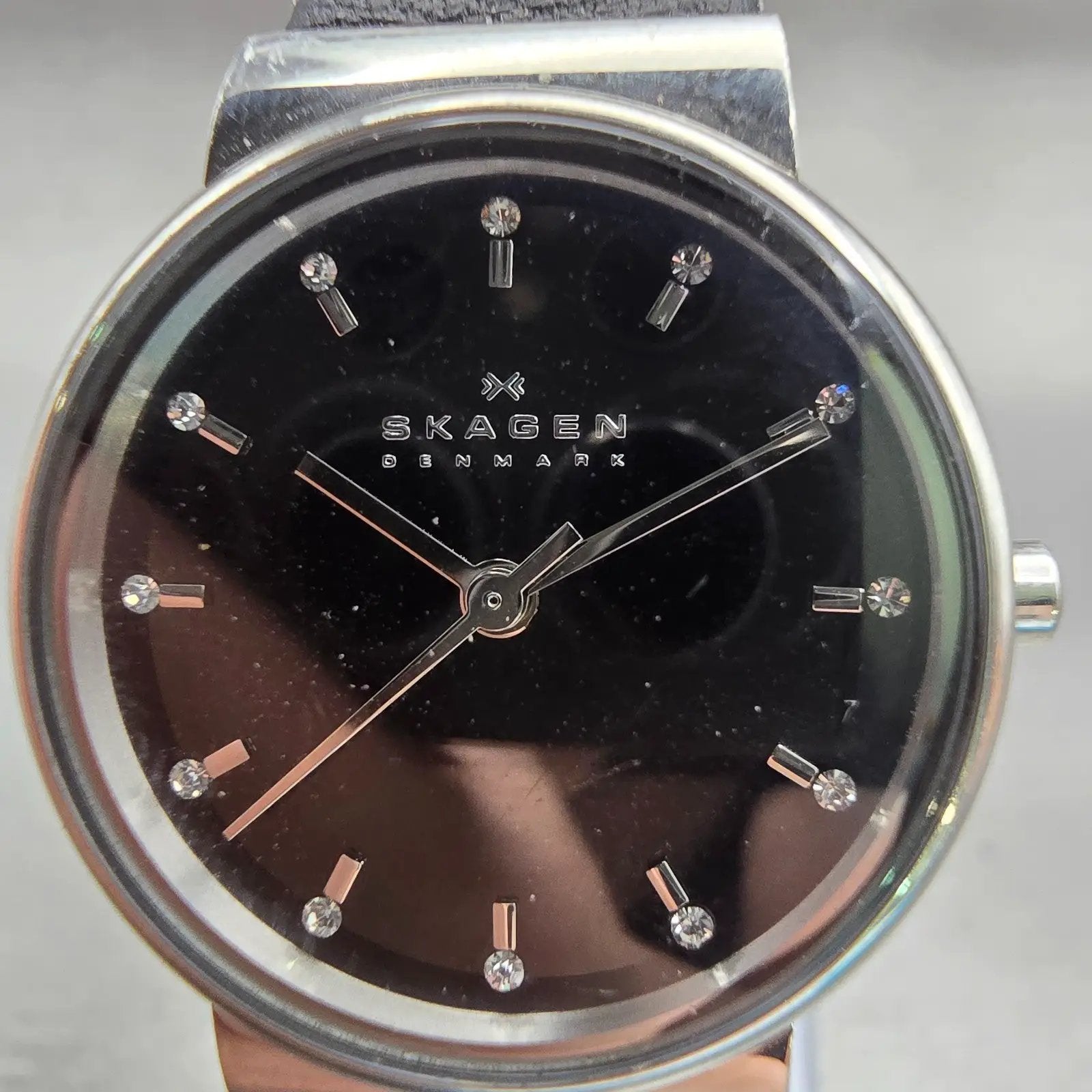 Skagen Ancher Watch Women 26mm Black Dial Silver Tone Round SKW2193 New Battery1