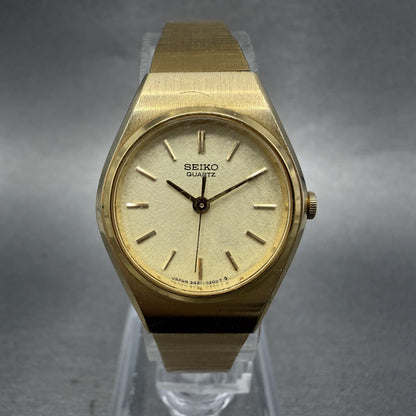 Seiko Watch Women 23mm Champagne Dial Gold Tone Round 3421-0079 New Battery0