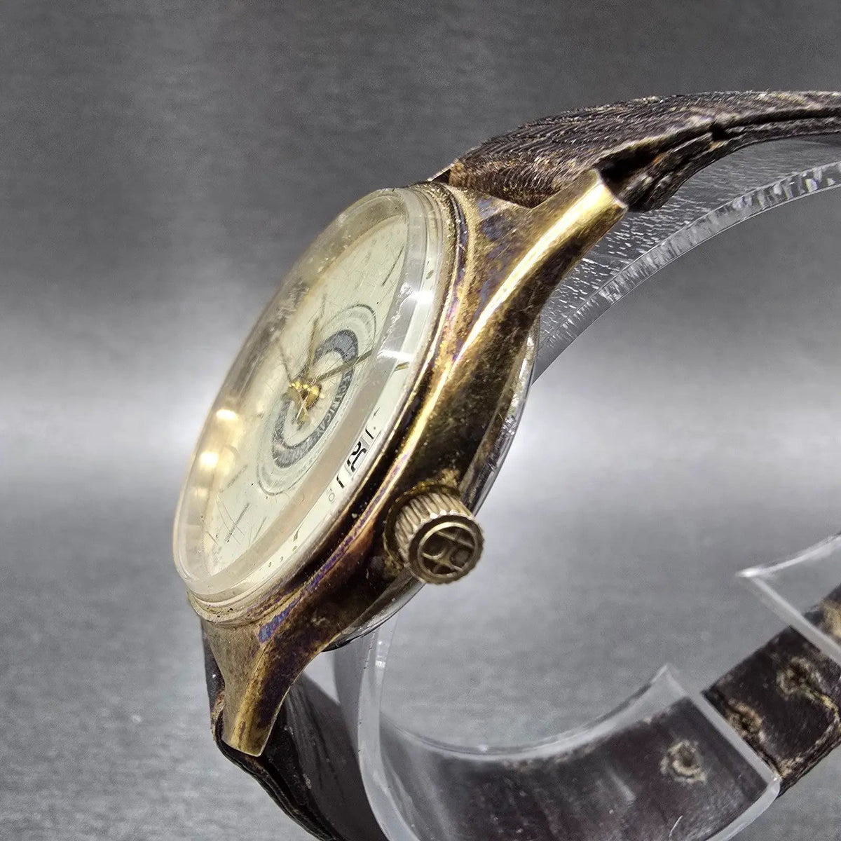 Hamilton Watch Men 34mm Champagne Dial Gold Round 905880 Electrica Workers PARTS4