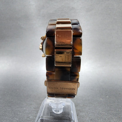 Michael kors Madison Watch Women 42mm Brown Dial Two Tone Date Chrono New Batt7