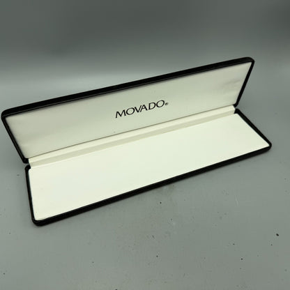 Movado Presentation Watch Box Case Black Faux Leather Gold Rectangle 1990s 80s1