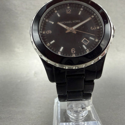 Michael kors Watch Women 41mm Black Dial Black Tone Date Round MK-5248 New batt5