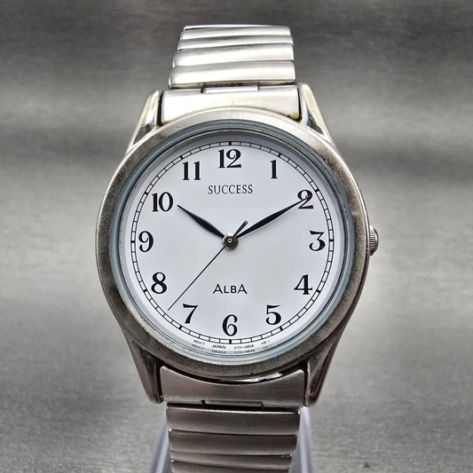 Seiko Alba Success Watch Men 31mm White Dial Silver Tone V721-6A70 New Battery0