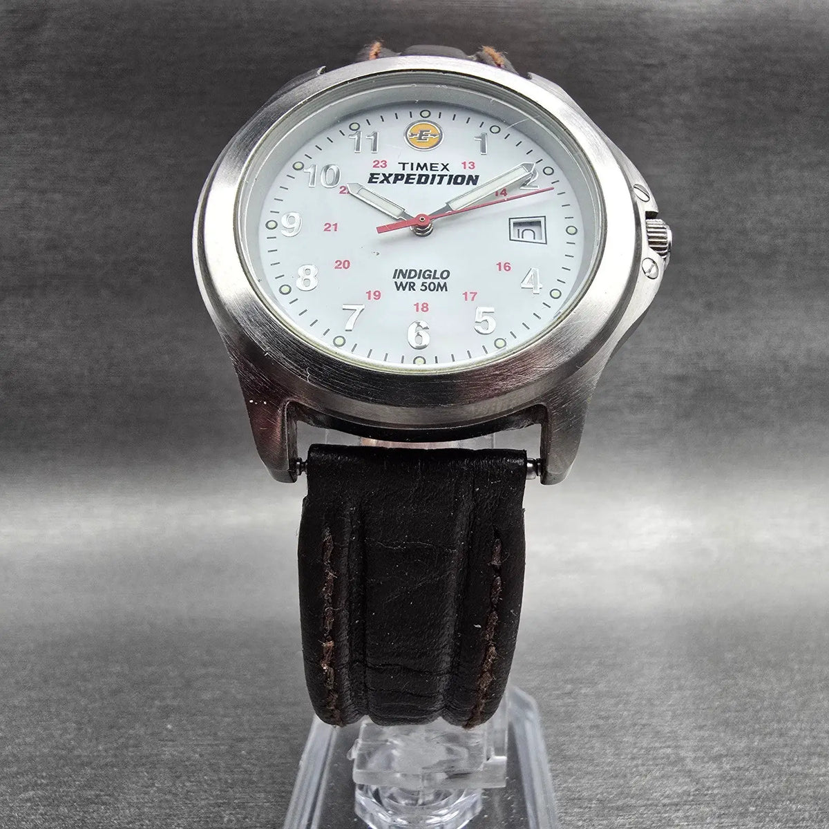 Timex Expedition Watch Men 39mm White Dial Silver Tone Date Round New Battery 895