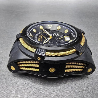 Invicta Reserve Bolt Zeus Chronograph Watch Men 53mm Black Dial Black Gold READ6