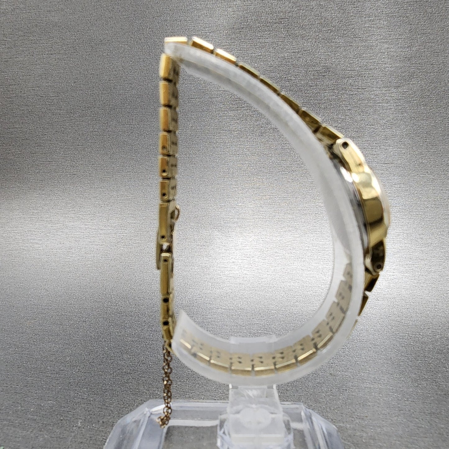 Seiko Watch Women 17mm Gold Dial Gold Tone Round 54205039 New Battery VTG ABD8