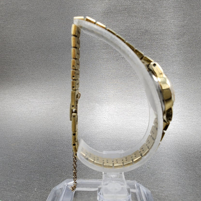 Seiko Watch Women 17mm Gold Dial Gold Tone Round 54205039 New Battery VTG ABD8