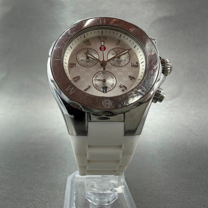 Michele Tahitian Chronograph Watch Women 40mm White Dial Steel Date New Battery5