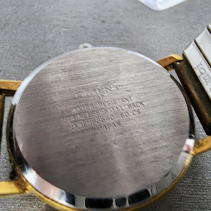 Orient Watch Men 31mm Cream Dial Gold Tone Round H9354060 New Battery VTG9