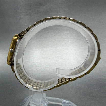 Seiko Tank Watch Women 18mm Champagne Dial Gold Tone V401-5650 New Battery VB6
