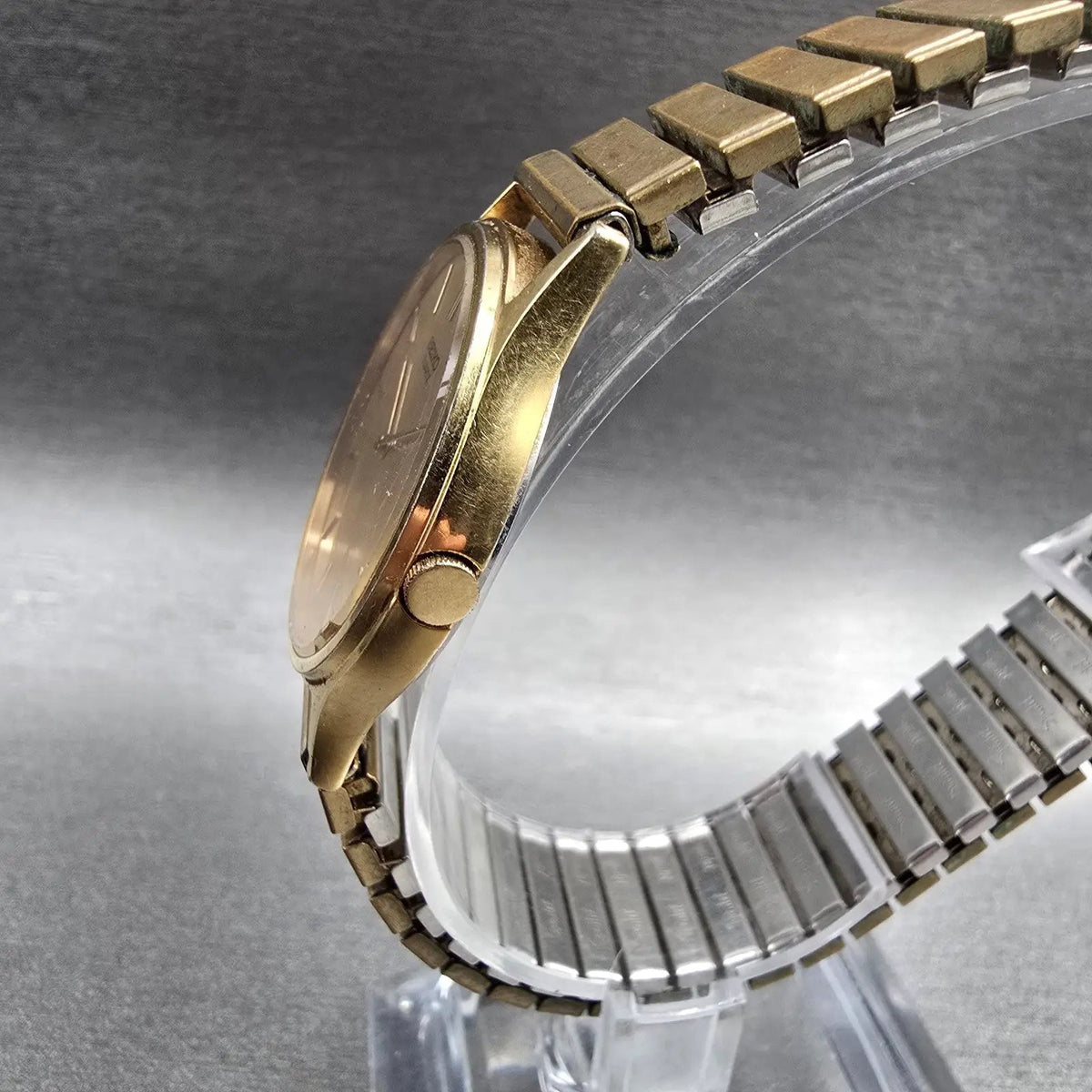 Seiko Watch Men 30mm Gold Dial Gold Tone Round 5420-0140 New Battery Vintage2