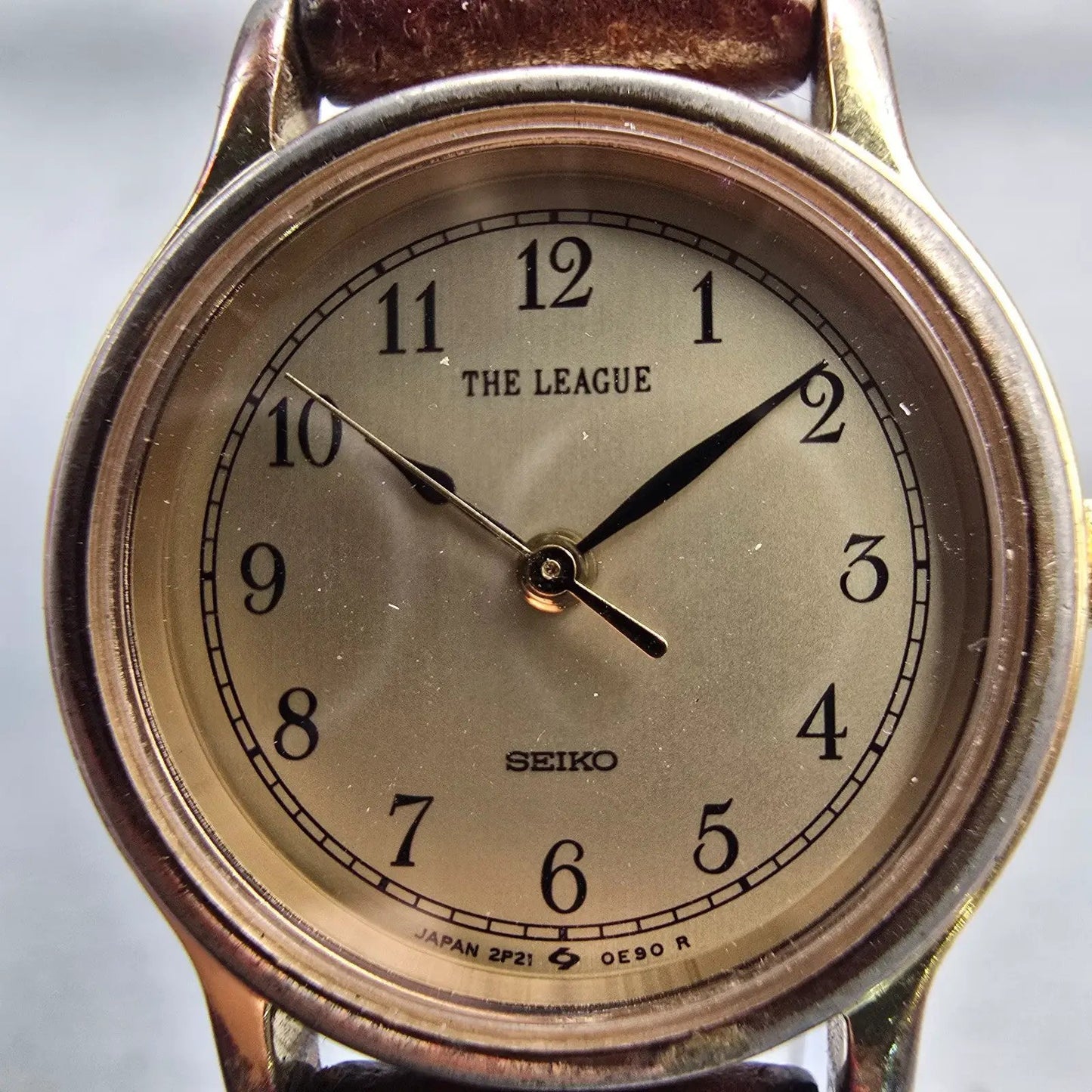 Seiko The League Watch Women 23mm Gold Dial Gold Tone Round 2P21-0A90 New Batt1