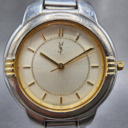 Yves Saint Laurent Watch Women 32mm Champagne Dial Two Tone Round new Battery1