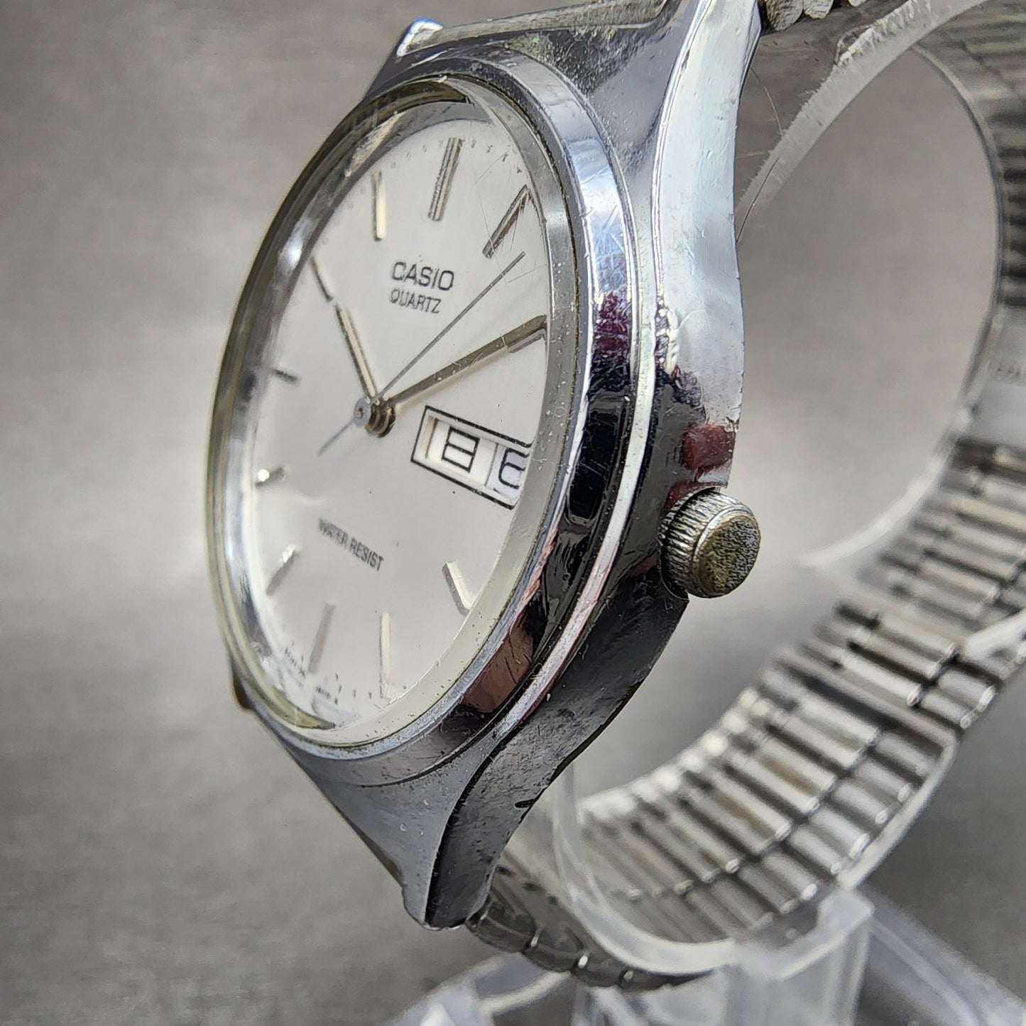 Casio MQ514 Watch Men 33mm Silver Dial Silver Tone Round New Battery2