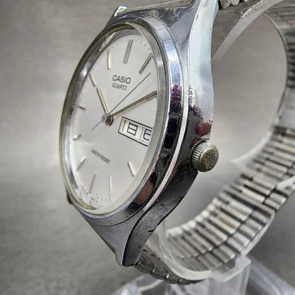 Casio MQ514 Watch Men 33mm Silver Dial Silver Tone Round New Battery2
