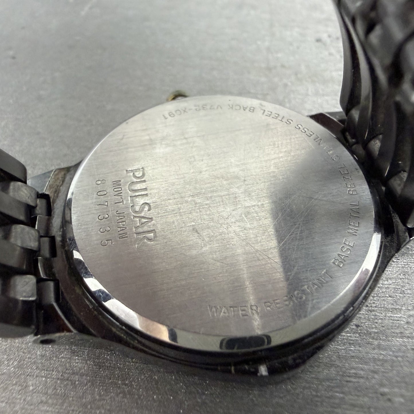 Seiko Pulsar Watch Men 35mm Black Dial Black Tone Date V732-X091 New Battery9